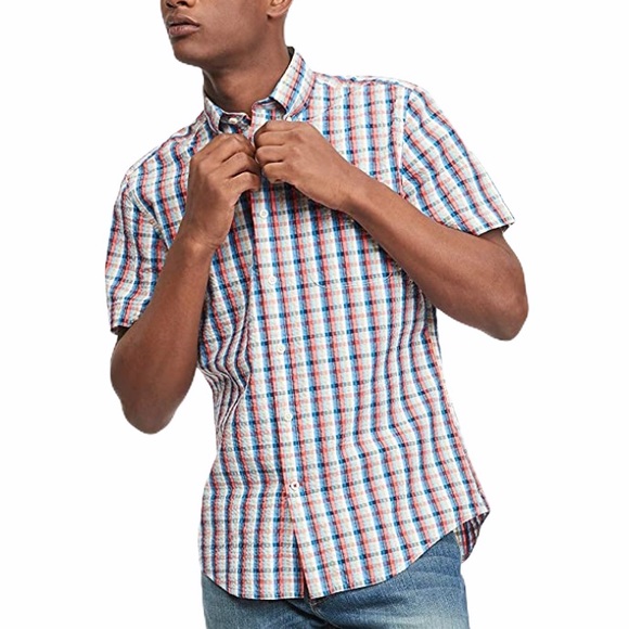 Tommy Hilfiger Button Down Short Sleeve Shirt M - Picture 4 of 6